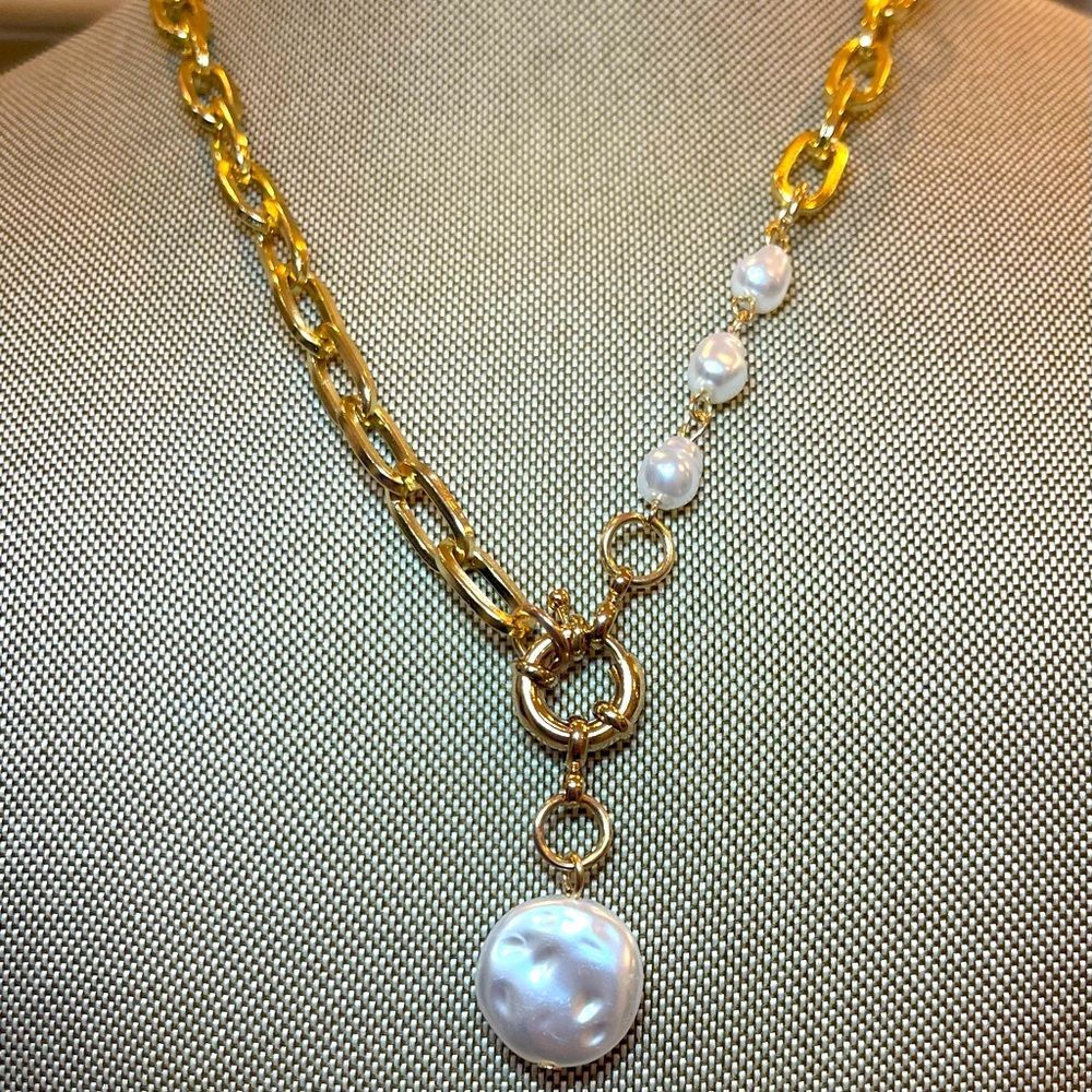 Fashion Imitation Pearl Thick Chain Pendant
